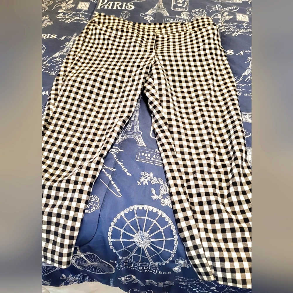 LOFT Black and White Gingham Women's Pants